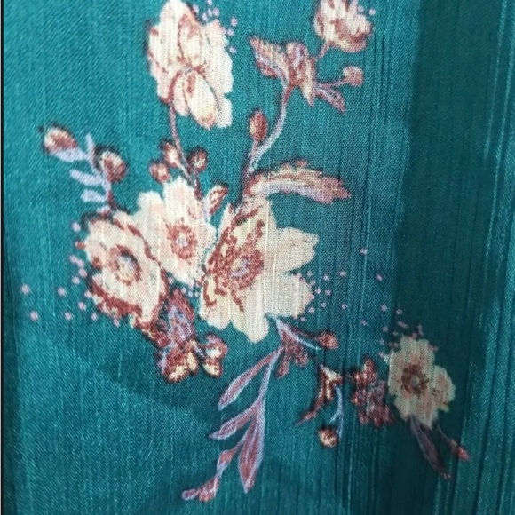 Floral Teal Sleeveless Mesh Bohemian Style Top size Small - Picture 3 of 4